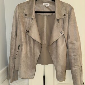 Evereve Women's Taupe Faux Suede Moto Jacket